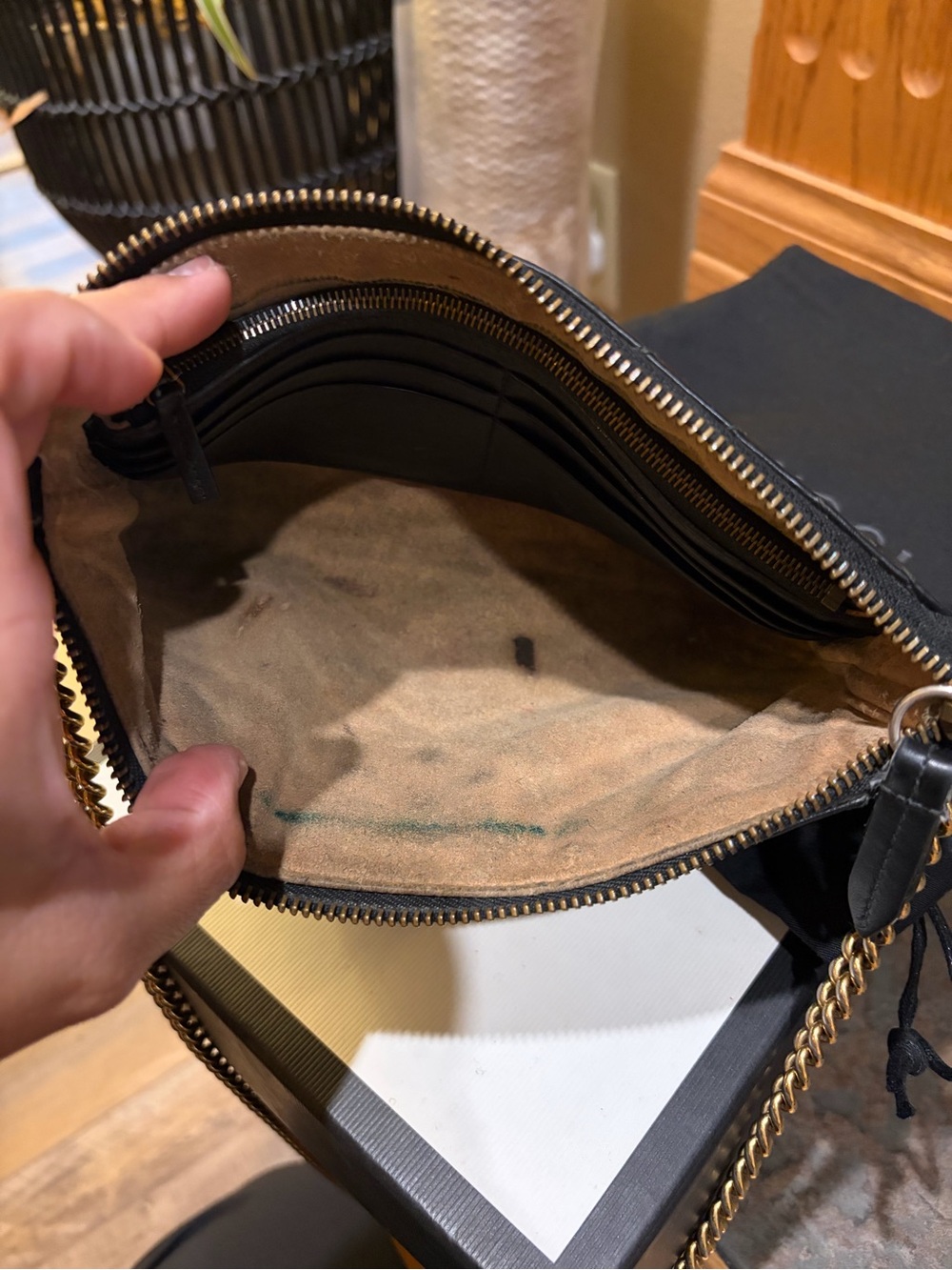 Gucci Black Chevron Quilted Leather Crossbody with Gold Hardware - Picture 10 of 16